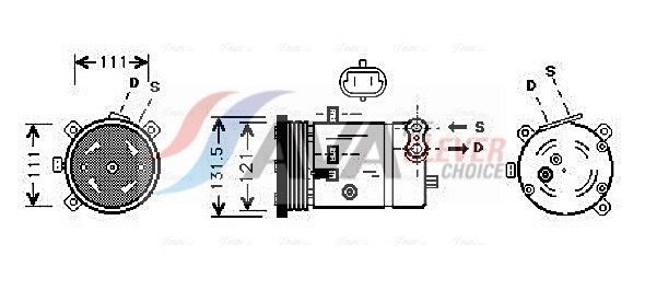 AVA COOLING SYSTEMS DWAK038: Kompresor, klimatizace ** CLEVER FIT ** s kompresorovým olejem PAG