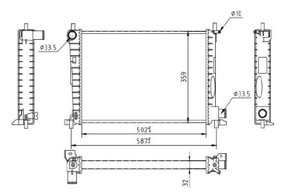 MTR 13054543: Radiateur du moteur avec joints, sans cache, sans vase d'expansion