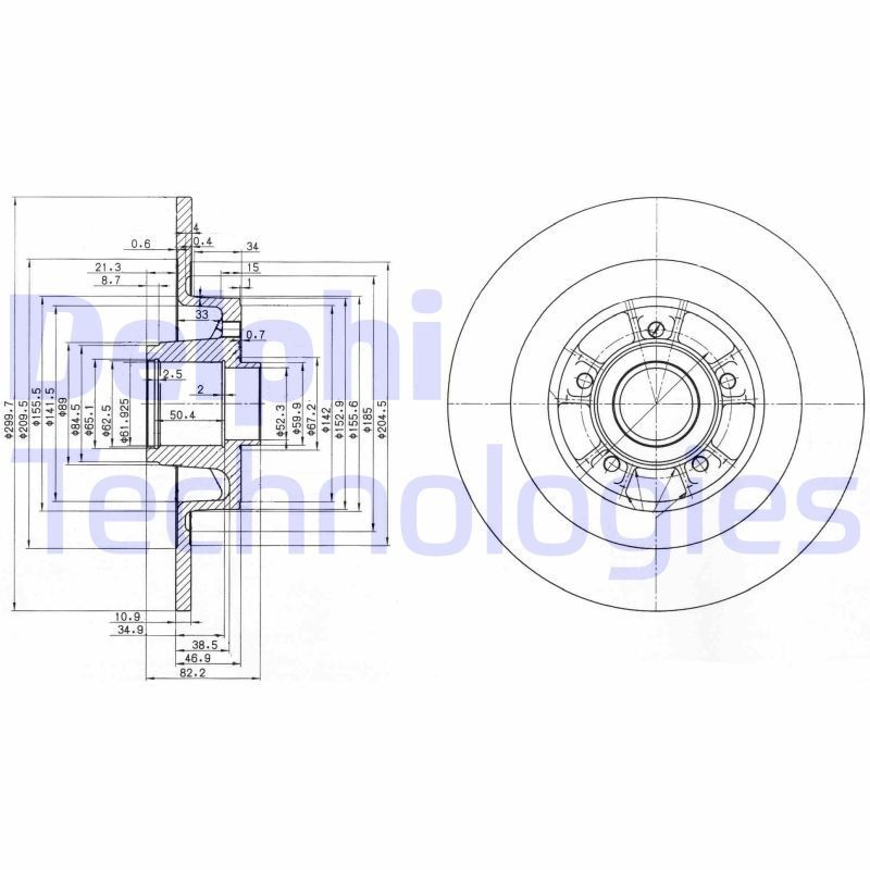 DELPHI BG3686: Remschijf Ø: 300mm, volledig, Ø: 300mm, Met wielnaaf
