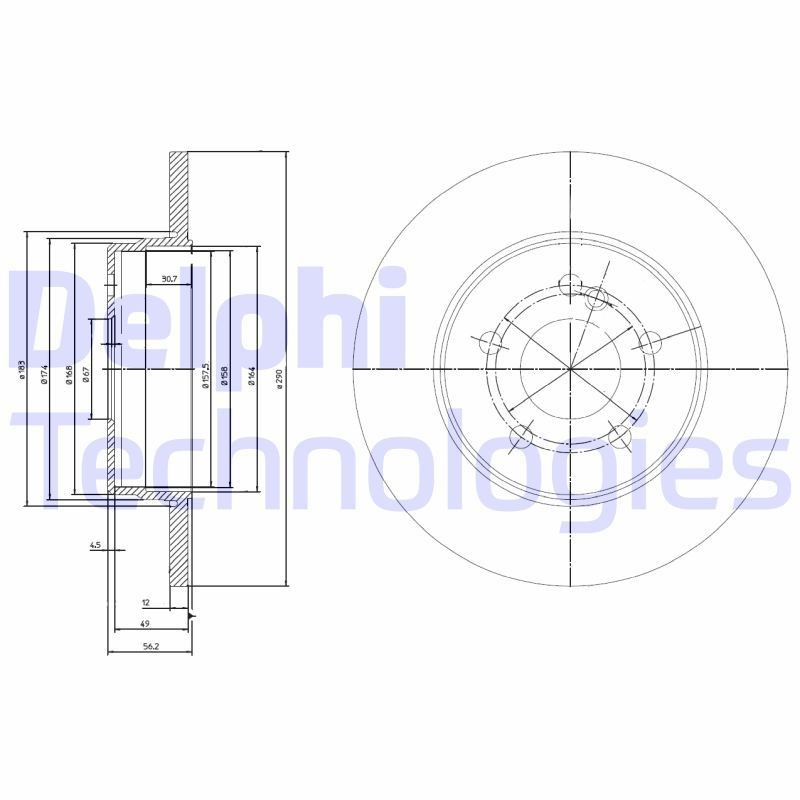 DELPHI BG3208: Bremžu diski Ø: 256mm, ventilējams, Ø: 256mm, ieeļļots