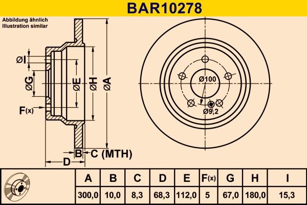 Barum BAR10278: Remschijf Ø: 300,0mm, volledig, Ø: 300,0mm