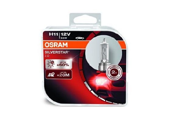 OSRAM 64211SV2-HCB: Крушка с нагреваема жичка, фар за дълги светлини 12волт, 55W, H11 SILVERSTAR 2.0