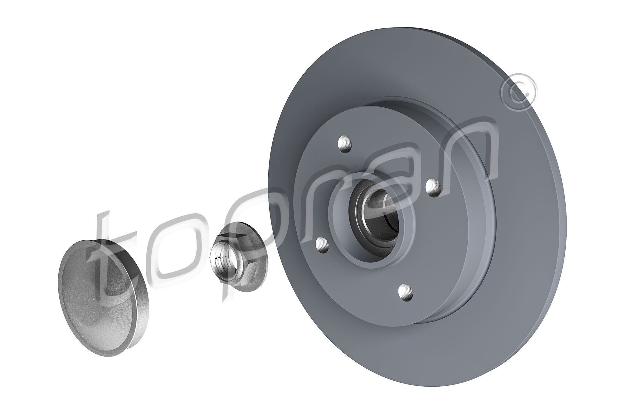 TOPRAN 722 599: Bremsscheibe Hinterachse, Ø: 249mm, voll, Ø: 249mm, beschichtet, mit Kugellager, mit ABS-Sensorring