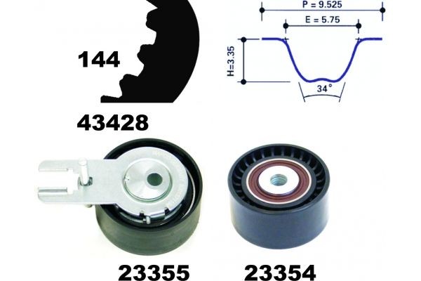 MAPCO 23400: Ozubení, sada rozvodového řemene zuby: 144