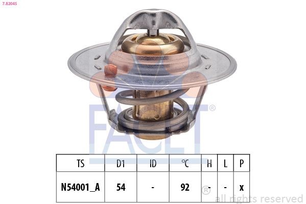 FACET 7.8204S: Kühlwasserthermostat 92°C, 54mm, ohne Dichtung, Made in Italy - OE Equivalent