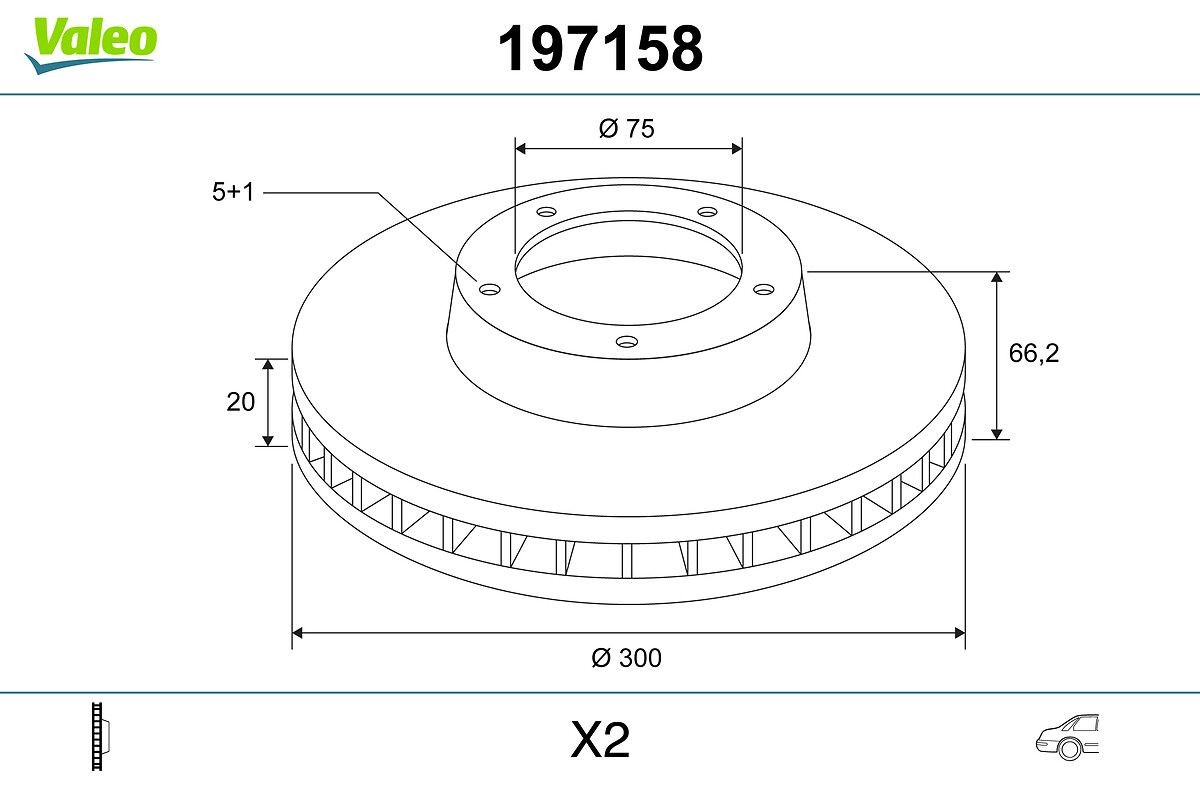 VALEO 197158: Remschijf Achteras, Ø: 300mm, Geventileerd, Ø: 300mm