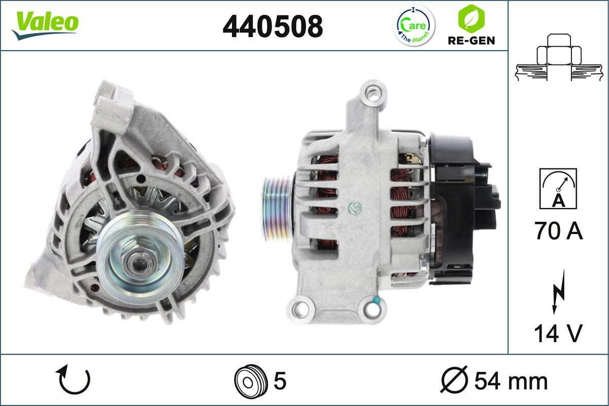 VALEO 440508: Alternator 70A REMANUFACTURED PREMIUM