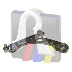 RTS 96-90394-2: Tukivarsi Etuakseli, vasen, Alla, Teräslevy, Alapallo-/pallonivelellä