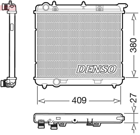 DENSO DRM21024: Radiaator, mootorijahutus Alumiinium