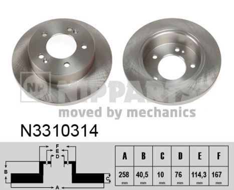 NIPPARTS N3310314 Bremsscheibe Ø: 258mm, voll, Ø: 258mm, lackiert
