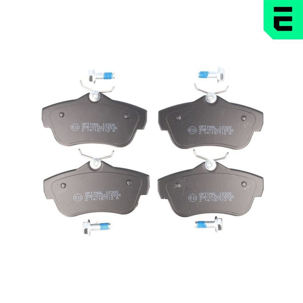 OPTIMAL 12300: Bromsbelägg Bakaxel, med bromsoksskruvar
