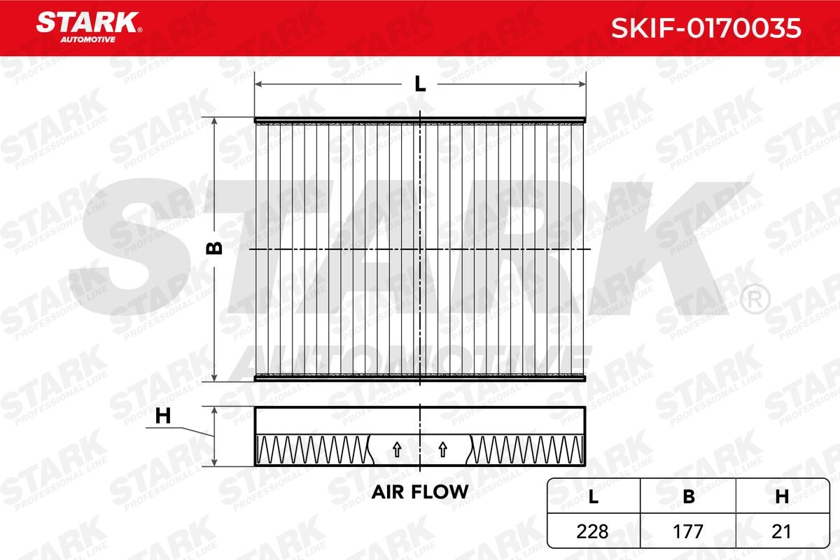 STARK SKIF-0170035: Filter vnútorného priestoru filter castic, Filter aktívneho uhlia