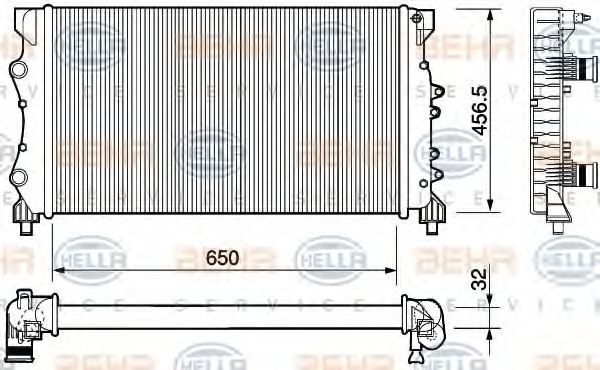HELLA 8MK 376 754-444: Radiateur du moteur avec vis