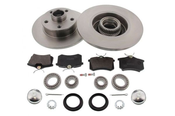 MAPCO 47773: Disques et plaquettes de freins Essieu arrière, Ø: 226mm, plein, avec kit de roulement de roue, avec bague ABS