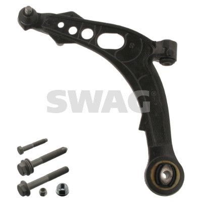 SWAG 70 94 0670: Tukivarsi Etuakseli, vasen, Alla, Teräsvalu, mutterien kanssa, Ruuveilla
