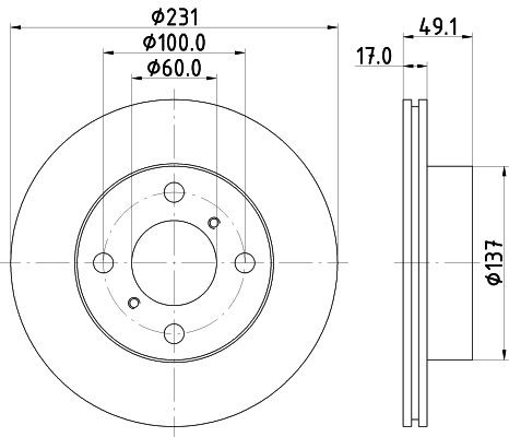 MINTEX MDC1374: Piduriketas Ø: 231mm, sisemine õhutus, Ø: 231mm, ilma rattakeskmeta, ilma rattalaagrita, ilma rattakinnituspoltideta