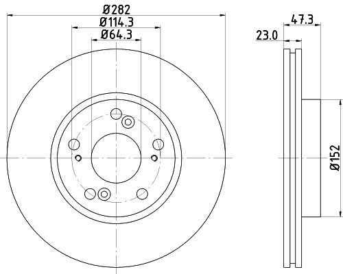 MINTEX MDC1567: Bromsskiva Ø: 282mm, ventilerad invändigt, Ø: 282mm, utan hjulvnav, utan hjullager, utan hjulbultar