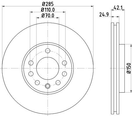 MINTEX MDC1632: Bromsskiva Ø: 285mm, ventilerad invändigt, Ø: 285mm, utan hjulvnav, utan hjullager, utan hjulbultar