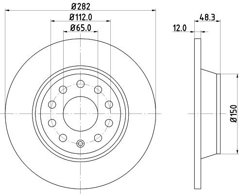 MINTEX MDC1698: Remschijf Ø: 282mm, volledig, Ø: 282mm, Zonder wielnaaf, Zonder wiellager, Zonder wielbevestigingsbout