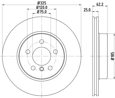 MINTEX MDC1719: Disque de frein Ø: 325mm, ventilé de l'intérieur, Ø: 325mm, sans moyeu de roue, sans roulement de roue, sans boulon de fix° de roue