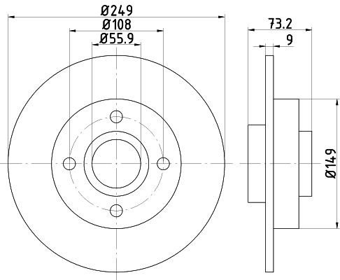 MINTEX MDC2031: Bremsscheibe Ø: 249mm, voll, Ø: 249mm, mit Achsmutter, mit integriertem magnetischen Sensorring, mit Radlager, ohne Radbefestigungsbolzen, mit Radnabe