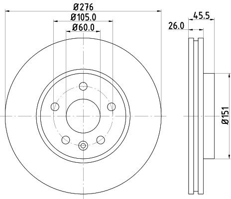 MINTEX MDC2131: Bremžu diski Ø: 276mm, ar iekšējo ventilāciju, Ø: 276mm, bez riteņa rumbas, bez riteņa rumbas gultņa, bez riteņu stiprināšanas skrūvēm