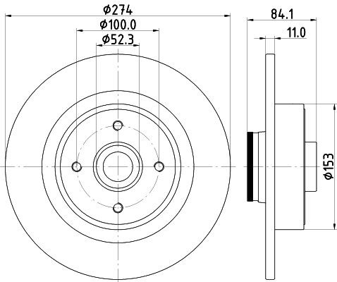 MINTEX MDC2201: Remschijf Ø: 274mm, volledig, Ø: 274mm, met asmoer, Met ingebouwde magnetische sensorring, Met wiellager, Zonder wielbevestigingsbout, Met wielnaaf