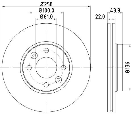 MINTEX MDC2384: Disque de frein Ø: 258mm, ventilé de l'extérieur, Ø: 258mm, sans moyeu de roue, sans roulement de roue, sans boulon de fix° de roue