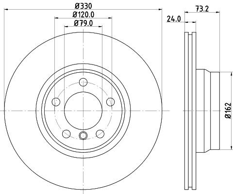 MINTEX MDC2534: Féktárcsa Ø: 330mm, belső hűtésű, Ø: 330mm, kerékagy nélkül, kerékcsapágy nélkül, kerékrögzítő csavar nélkül