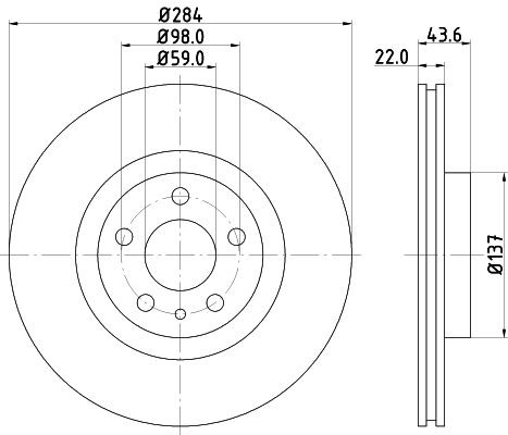 MINTEX MDC385: Bremseskive Ø: 284mm, indvendigt ventileret, Ø: 284mm, uden hjulnav, uden hjullejer, uden hjulbolte
