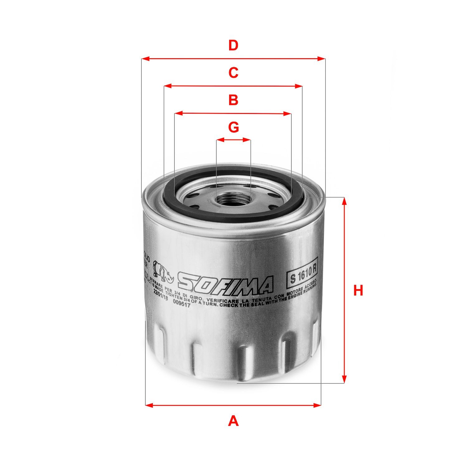 SOFIMA S 1610 R: Filtro olio con una valvola blocco arretramento