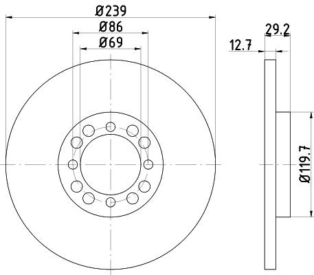 MINTEX MDC251: Jarrulevy Ø: 239mm, täysi, Ø: 239mm, Ilman pyörännapaa, Ilman pyöränkiinnityspultteja