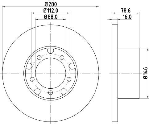 MINTEX MDC465: Bremsscheibe Ø: 280mm, voll, Ø: 280mm, ohne Radnabe, ohne Radlager, ohne Radbefestigungsbolzen