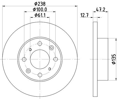 MINTEX MDC707: Bremseskive Ø: 238mm, fuldstændigt, Ø: 238mm, uden hjulnav, uden hjullejer, uden hjulbolte