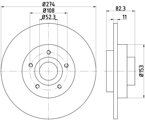 TEXTAR 92171403: Tarcza hamulcowa Ø: 274[mm], pełny, Ø: 274[mm], pokryty, z piastą, z łożyskiem koła, bez sworznia mocującego koła PRO