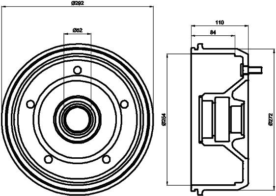 TEXTAR 94027900: Remtrommel 292mm, Zonder wiellager, Met wielbevestigingsbout