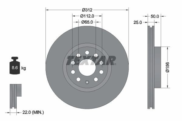 TEXTAR 92120503: Bremžu diski Ø: 312mm, ar iekšējo ventilāciju, Ø: 312mm, pārklāts, bez riteņa rumbas, bez riteņa rumbas gultņa, bez riteņu stiprināšanas skrūvēm PRO