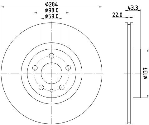 MINTEX MDC2485: Bremsscheibe Ø: 284mm, innenbelüftet, Ø: 284mm, ohne Radnabe, ohne Radlager, ohne Radbefestigungsbolzen