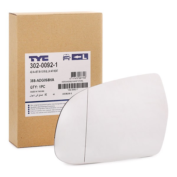 TYC 302-0092-1: Стъкло на огледало, външно огледало ляво