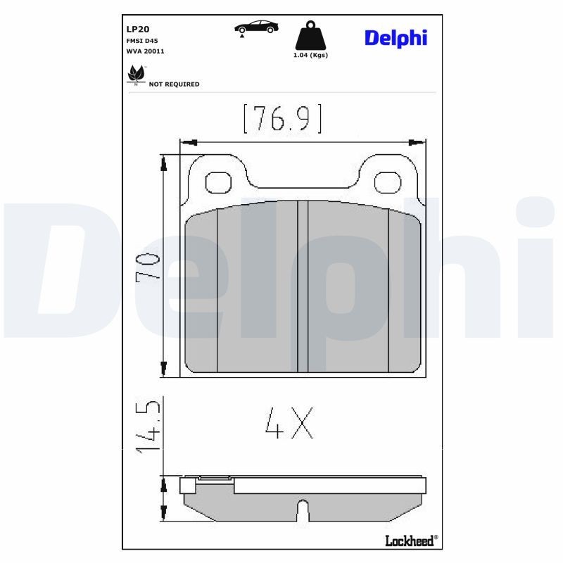 DELPHI LP20: Bromsbelägg utan tillbehör, Anti-skrik-plåt