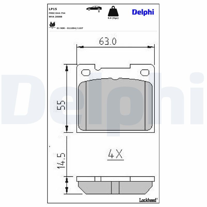DELPHI LP15: Bremseklodser uden tilbehør, uden anti-knirke-plade