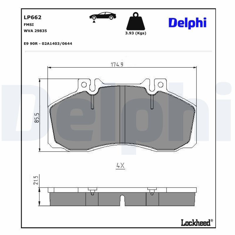 DELPHI LP662: Bremsbeläge ohne Zubehör, ohne Anti-Quietsch-Blech