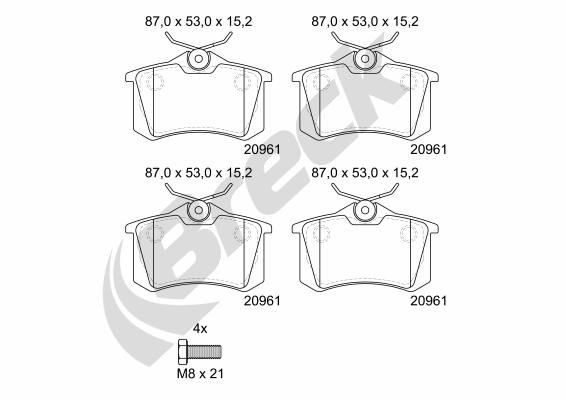BRECK 20961 00 704 00: Plaquettes de frein