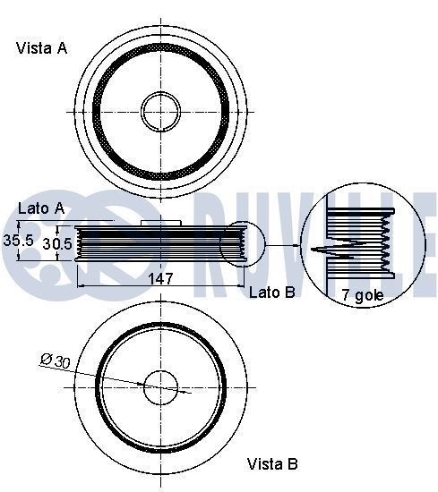 RUVILLE 515826: Fulie curea, arbore cotit