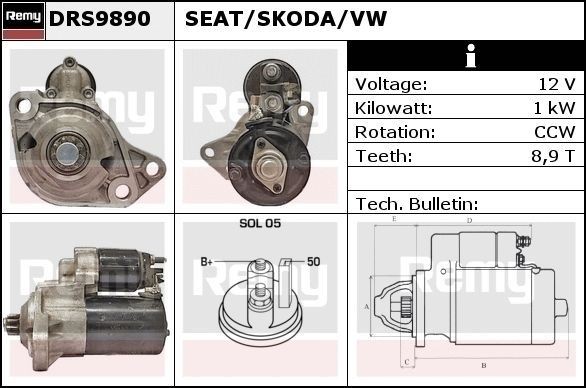 DELCO REMY DRS9890: Anlasser 1kW, Remy Remanufactured