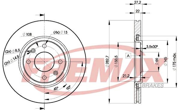 FREMAX BD-7810: Bremsscheibe Ø: 283mm, Belüftet, Ø: 283mm, beschichtet, Premium Black Carbon +