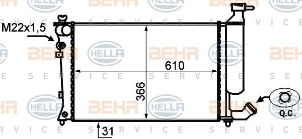 BEHR HELLA SERVICE 8MK 376 717-171: Radiateur du moteur avec vis
