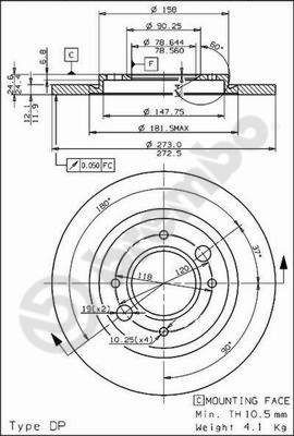 BREMBO 08.2467.20: Bromsskiva PRIME LINE Ø: 273mm, full, Ø: 273mm Prime