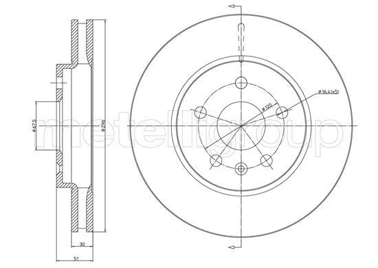 CIFAM 800-1006C: Remschijf Ø: 296,0mm, Geventileerd, Ø: 296,0mm, Gelakt