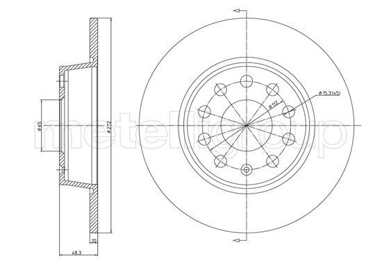 CIFAM 800-1248C: Bromsskiva Ø: 272,0mm, full, Ø: 272,0mm, lackerad